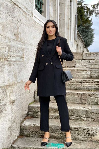 Bym Fashion Σετ κοντό σακάκι με κουμπιά 8352 μαύρο