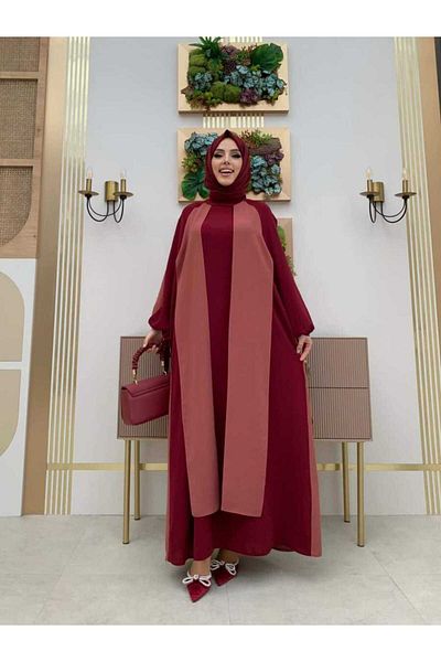 Bym Fashion Δίχρωμο φόρεμα με λεπτομέρεια με μπαλόνι 3799 αποξηραμένο τριαντάφυλλο