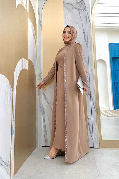 Bym Fashion 3838-1 Stone Detaillierter Westenanzug Nerz