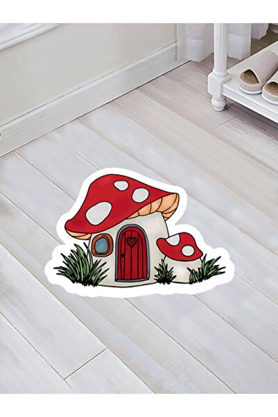 Colorix Carpet Özel Kesim Mantar Desenli Kaymaz Taban Paspas No: 147