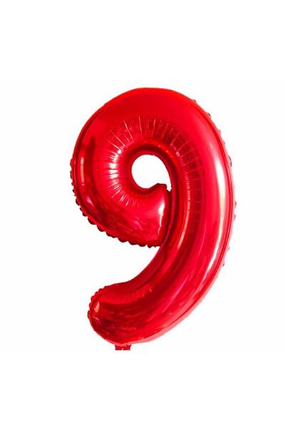 Parti Station Number Foil Balloon Red Number Balloon Red Age 9 Balloon 76 Cm Number Balloon Flying Balloon Helium Balloon