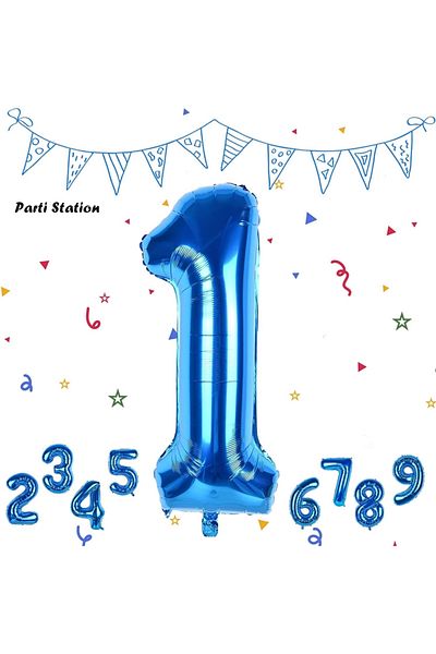 Parti Station Number Foil Balloon Navy Blue Number Balloon Blue 1 Year Old Balloon 76 Cm Number Balloon Flying Balloon Helium Balloon