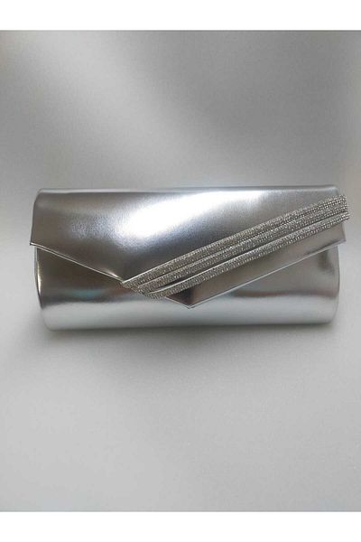 bsc METALLIC SILVER 3-PACK SILVER LINE STONE EVENING BAG