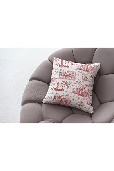 RUGSMODERN Kırlent Kılıfı Blue Blanc Temalı Beyaz Kırmızı 955