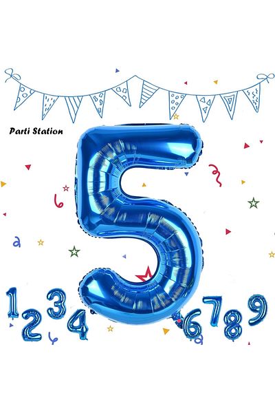 Parti Station Number Foil Balloon Navy Blue Number Balloon Blue Age 5 Balloon 76 Cm Number Balloon Flying Balloon Helium Balloon