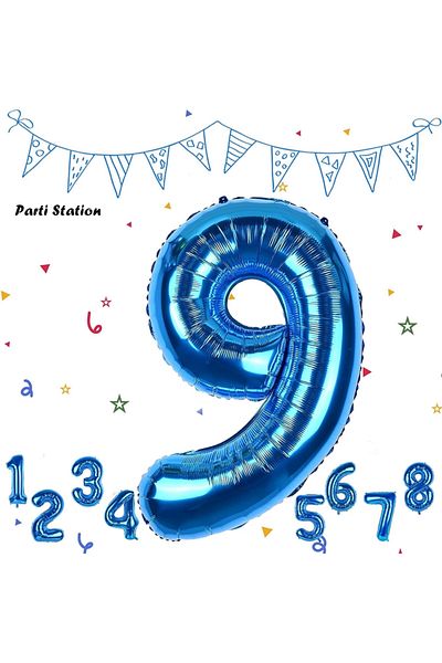 Parti Station Number Foil Balloon Navy Blue Number Balloon Blue 9 Year Old Balloon 76 cm Number Balloon Flying Balloon Helium Balloon