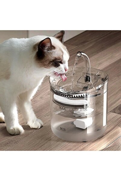 Mixpet Kedi Köpek Şeffaf Sessiz Otomatik Su Çeşmesi 1.8 Lt Kapasiteli