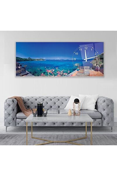 EMYA HOME Saatli Deniz Cam Tablo