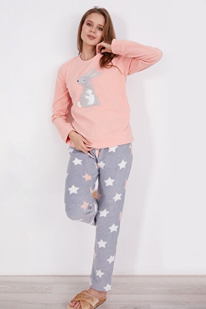 Arnetta Γυναικεία μακρυμάνικη πιτζάμες Rabbit Star Pink