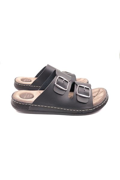 Apella Ανδρικές παντόφλες Lord Double Buckle Black