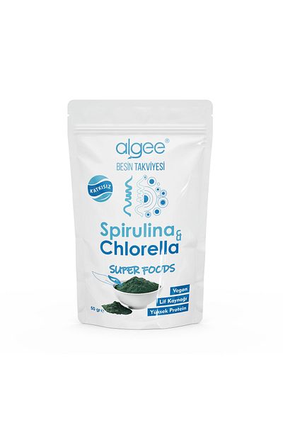 ALGEE Organic Spirulina & Chlorella Powder Without Additives 50 Gr