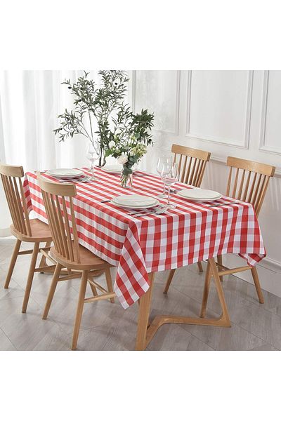 Soft Kare Gingham Duck Fabric Liquid Proof Tablecloth