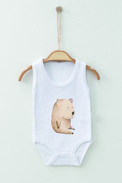 ADABEBEK 100% Cotton Organic Watercolor Strappy Bodysuit Baby Bodysuit