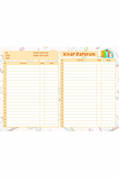 bambookitap Kitap Okuma Takip Raporum SARI SET (Kitap Raporum 44 Sayfa+Kitap Okuma Listem+Kitap Kurdu Belgesi )