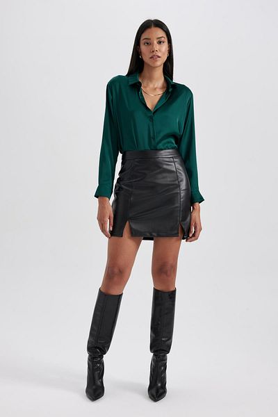 DeFacto Regular Fit Shirt Collar Satin Long Sleeve Shirt