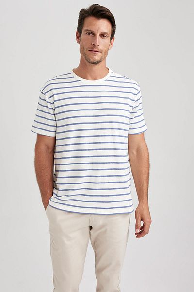 DeFacto Regular Fit Crew Neck Striped Short Sleeve T-Shirt B2494ax23hs