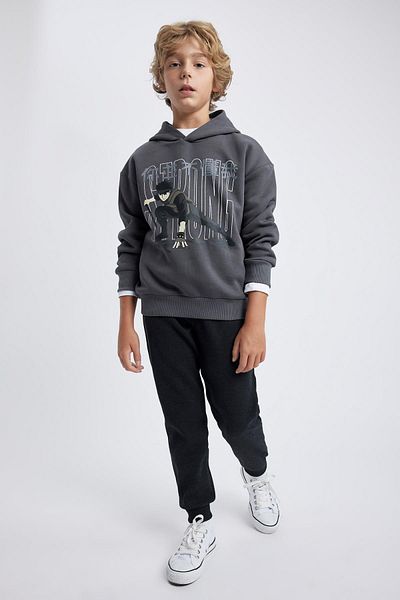 DeFacto Boy's Oversize Fit Hooded Printed Thick Sweatshirt A8632a823wn