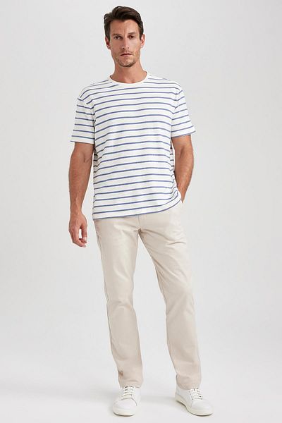 DeFacto Regular Fit Crew Neck Striped Short Sleeve T-Shirt B2494ax23hs