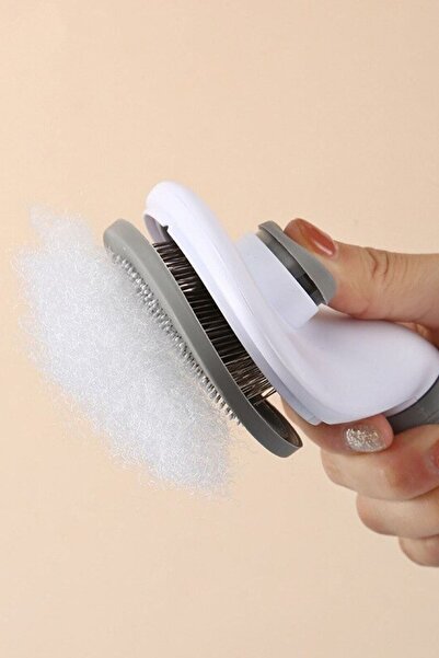 Buffer ® Cat Dog Hair Collector Self-Cleaning Ergonomic Handle Comfortable to Use Comb Gray