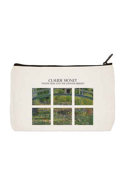 designedfy Clutch Claude Monet Printed υφασμάτινη τσάντα μακιγιάζ, θήκη για στυλό, τσάντα