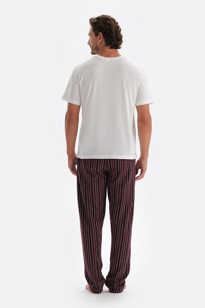 Dagi Claret Red Stripe Jacquard Knitted Single Bottom