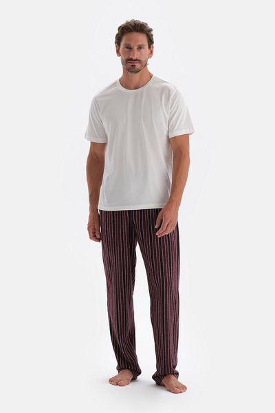 Dagi Claret Red Stripe Jacquard Knitted Single Bottom