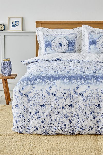 Karaca Home Set cuvertură de pilota de o persoană Amelia Blue, 100% bumbac, cu cearșafuri elastice