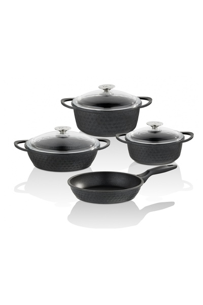Taç 7dílná sada černého gurmánského litého hrnce