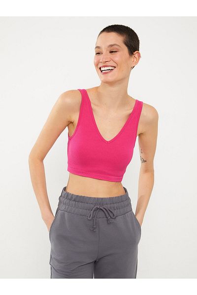 LC Waikiki Nahtloses, kurzes Tanktop für Damen mit V-Ausschnitt