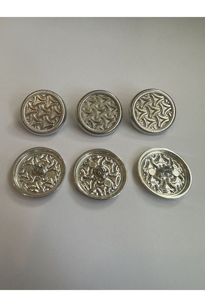 aensia Silver Silver Over Triangle Embossed Design Button 36 Size Metal Button Trench Coat Jacket Button - Pack of 6