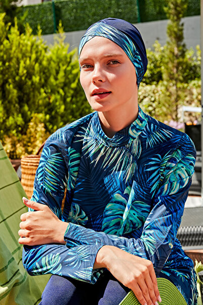 Marina Μαγιό Hijab με σκοινί M2112 με μοτίβο μπλε ναυτικό