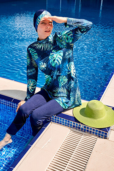 Marina Μαγιό Hijab με σκοινί M2112 με μοτίβο μπλε ναυτικό