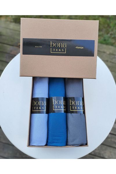 bona Teks Set de 3 șaluri din bumbac pieptănat