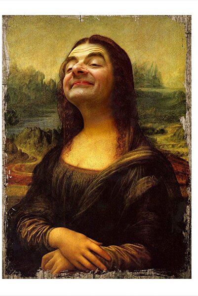 Genel Markalar Monalisa Mr Bean Tasarım Ahşap Tablo 18cm X 27cm