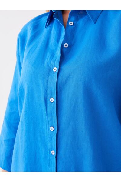 LC Waikiki Düz Oversize Keten Kadın Gömlek