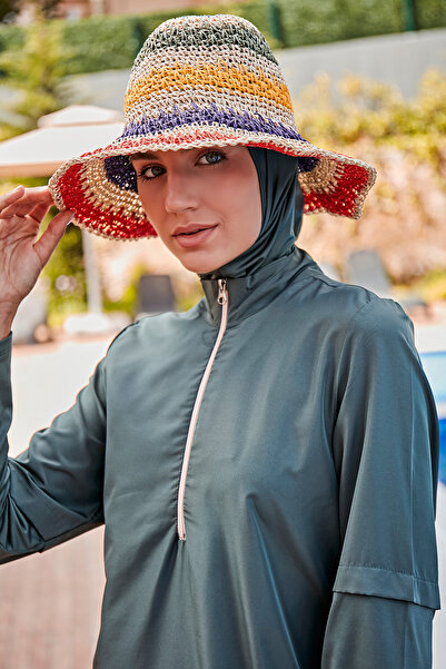Marina Parachute 4-Piece Khaki Pattern Λεπτομερές Πλήρως Καλυμμένο Μαγιό Hijab M2279