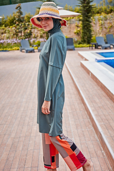 Marina Parachute 4-Piece Khaki Pattern Λεπτομερές Πλήρως Καλυμμένο Μαγιό Hijab M2279