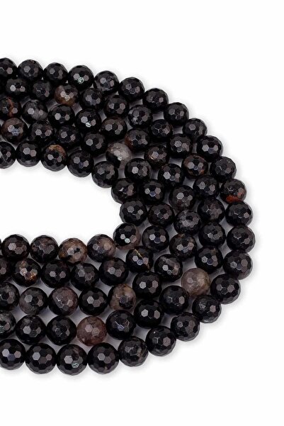 Dünya Doğal Taş سلسلة حجر التورمالين الأسود ذات الوجه 8 مم