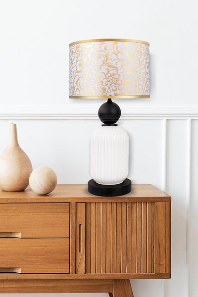 MINIMAL ETICARET VE BILGI TEKNOLOJILERI Lotus Opal Black - White Glass Lampshade