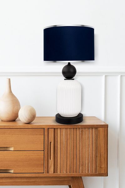 MINIMAL ETICARET VE BILGI TEKNOLOJILERI Lotus Opal Black - White Glass Lampshade