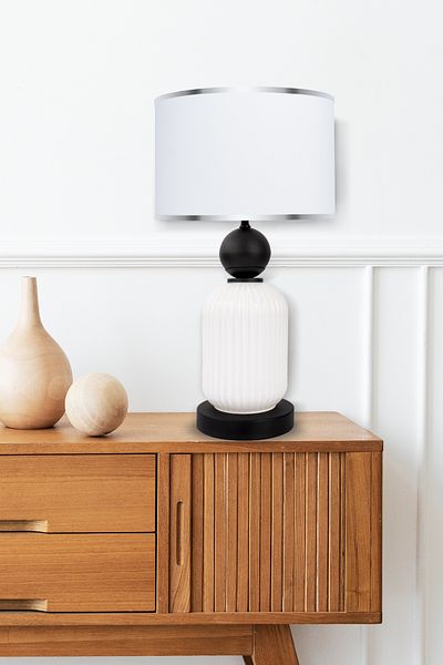 MINIMAL ETICARET VE BILGI TEKNOLOJILERI Lotus Opal Black - White Glass Lampshade