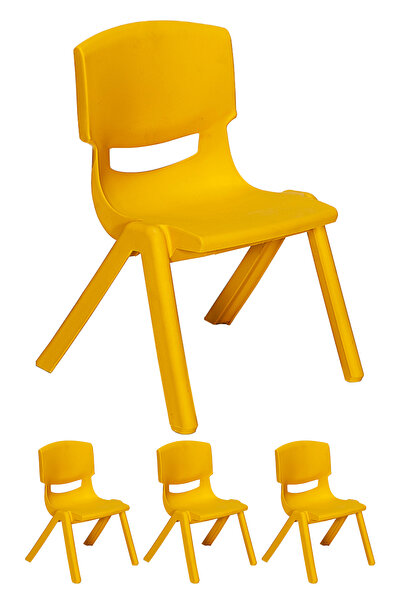 SANDALİE Junior 4 Adet Ergonomik Konforlu Anaokulu Kreş Çocuk Sandalyesi - Sarı