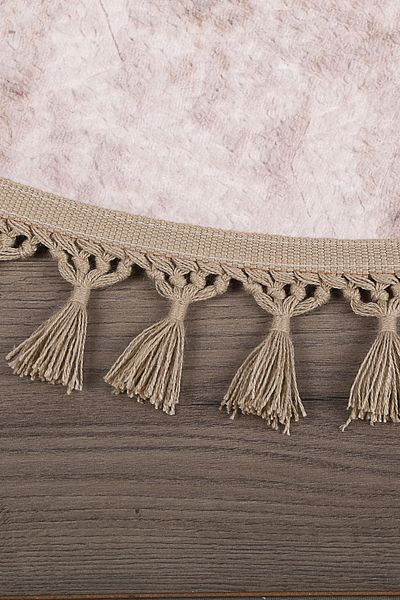 Bonny Home Nova Mink Στρογγυλό 100x100 cm Pompom με κρόσσια αντιολισθητική βάση που πλένεται στο πλυντήριο