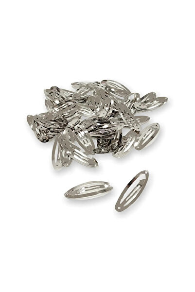 Asel Hobi Tasarım 5 Cm Gümüş Klipsli Çıt Çıt Toka Aparatı - 40 Adet