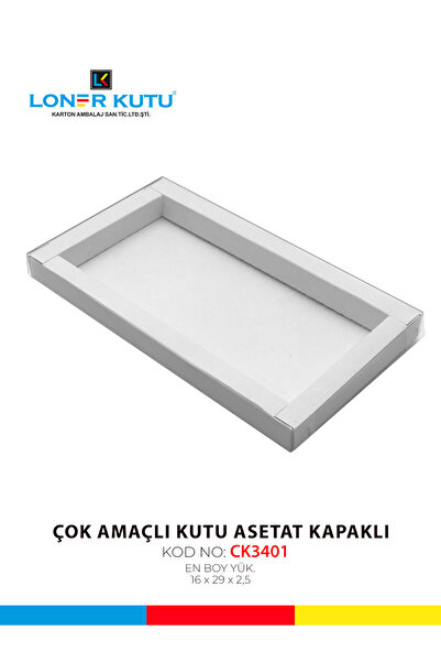 Loner Kutu 16*29*3 Asetat Kapaklı Çok Amaçlı Kutu Çikolata Kutusu Kurabiye Ku...