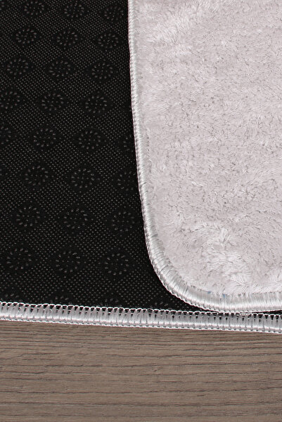 Bonny Home Relax Gray Cornered 60x100 + 50x60 cm 2-Piece Pufidik Bath Mat Set Non-Slip Washable Toilet Seat