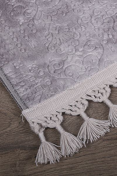 Bonny Home Nova Grey 60x100 + 50x60 cm Σετ 2 τεμαχίων με γωνιακό χαλί μπάνιου με κρόσσια αντιολισθητικό πλενόμενο πατάκι