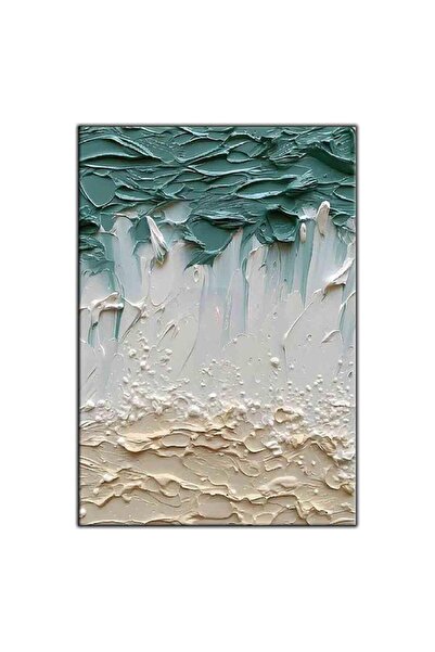 tablodekor SOYUT BEJ VE YEŞİL BULUŞMASI YAĞLI BOYA DOKULU TABLO