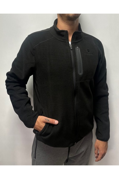 lumberjack Men's Black Color Long Sleeve Zippered Fleece Sweatshirt Nordic