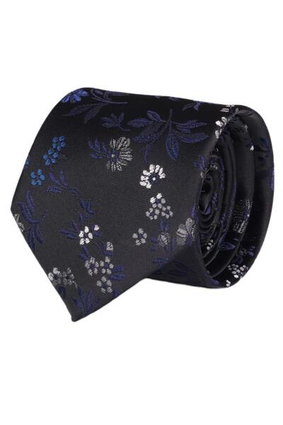 Esgue ربطة عنق منقوشة باللون الأسود الداكن مقاس 7.5 سم مصنوعة يدويًا